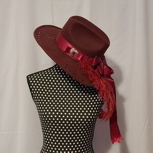 Hat She's A Lady Nancy Hughes Hat Co. 100% Wool Dark Burgundy